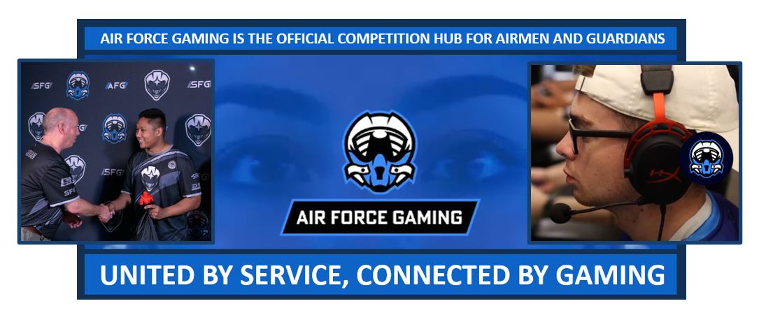 Official Air Force Gaming logo--the hub for Airmen and Guardian gamers.